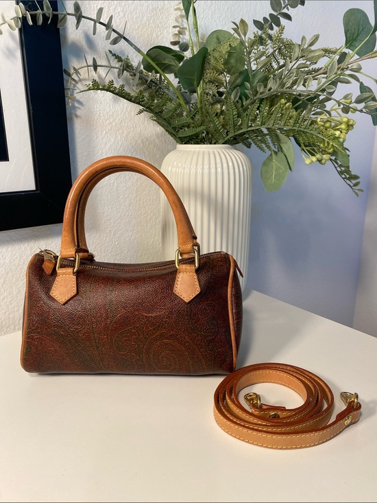 ETRO Handbags - Vintage 1993 ETRO Milano Red Paisley Mini Boston 20 Bag